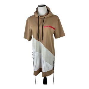 Hudson Jean Color Block Sweatshirt Dress Hood Tie Up Grommet Size M Streetwear